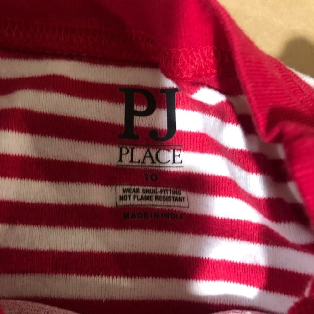 Children’s Place Kids Size 10 Striped Santa Snug Fit Cotton Pajamas - Red